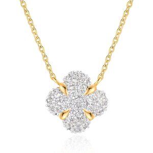 Women's 18k Gold Plated Full CZ Pendant Necklace Handmade Jewelry Everyday Wear